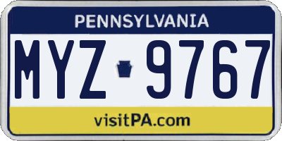 PA license plate MYZ9767