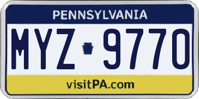 PA license plate MYZ9770