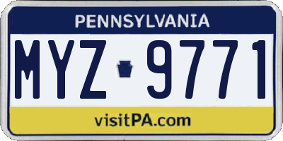 PA license plate MYZ9771