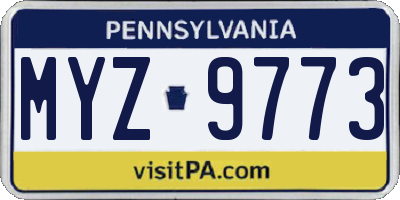 PA license plate MYZ9773