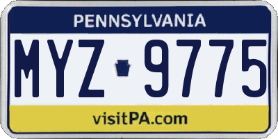 PA license plate MYZ9775