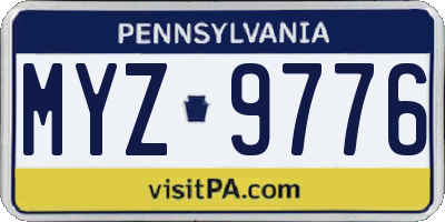 PA license plate MYZ9776