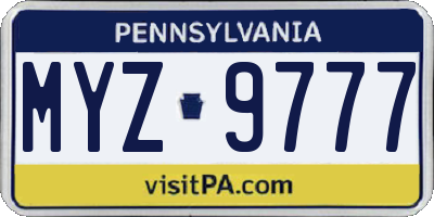 PA license plate MYZ9777