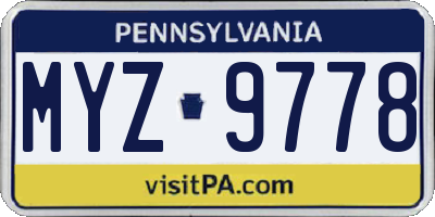 PA license plate MYZ9778