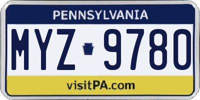PA license plate MYZ9780
