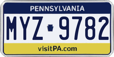PA license plate MYZ9782