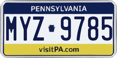 PA license plate MYZ9785