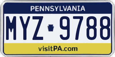 PA license plate MYZ9788
