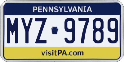 PA license plate MYZ9789