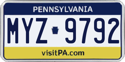 PA license plate MYZ9792