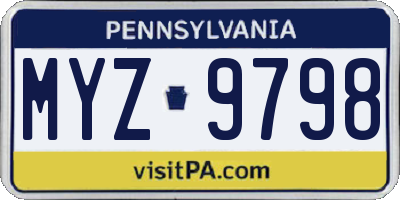 PA license plate MYZ9798
