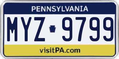 PA license plate MYZ9799