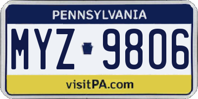 PA license plate MYZ9806