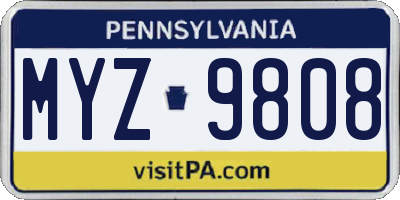 PA license plate MYZ9808