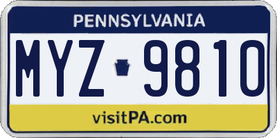 PA license plate MYZ9810