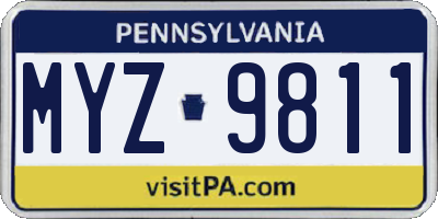 PA license plate MYZ9811
