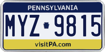 PA license plate MYZ9815