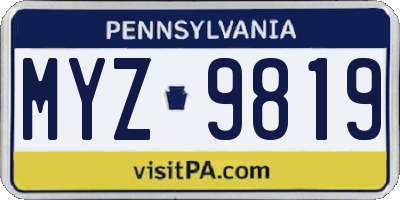 PA license plate MYZ9819