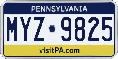 PA license plate MYZ9825