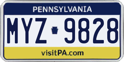 PA license plate MYZ9828