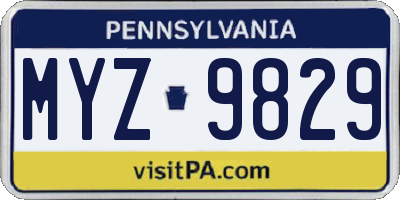 PA license plate MYZ9829