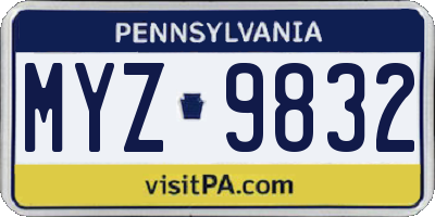 PA license plate MYZ9832