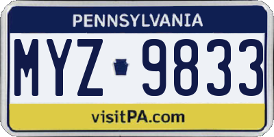 PA license plate MYZ9833