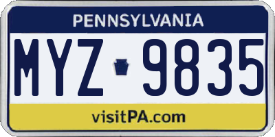 PA license plate MYZ9835