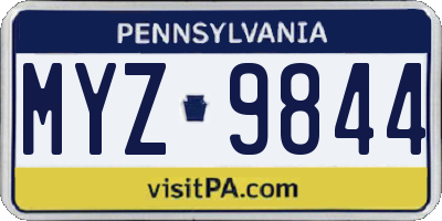 PA license plate MYZ9844