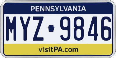 PA license plate MYZ9846