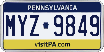 PA license plate MYZ9849