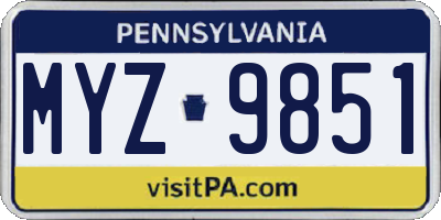 PA license plate MYZ9851