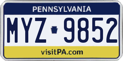 PA license plate MYZ9852