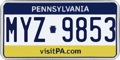 PA license plate MYZ9853