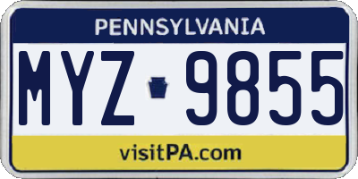 PA license plate MYZ9855