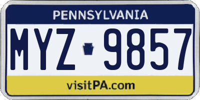PA license plate MYZ9857