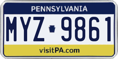 PA license plate MYZ9861