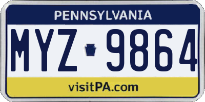 PA license plate MYZ9864