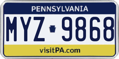 PA license plate MYZ9868