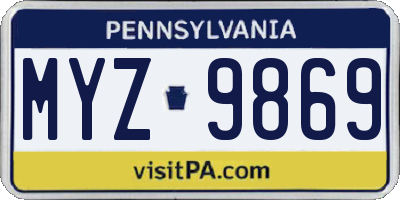PA license plate MYZ9869
