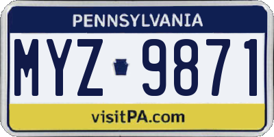 PA license plate MYZ9871