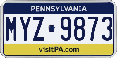 PA license plate MYZ9873