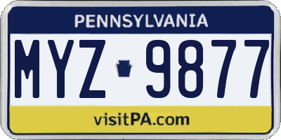 PA license plate MYZ9877