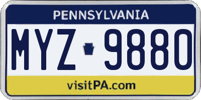 PA license plate MYZ9880