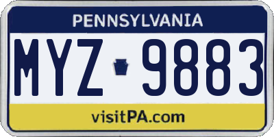 PA license plate MYZ9883
