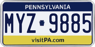 PA license plate MYZ9885