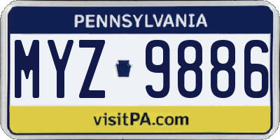 PA license plate MYZ9886