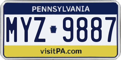 PA license plate MYZ9887