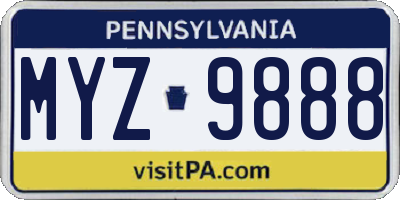 PA license plate MYZ9888