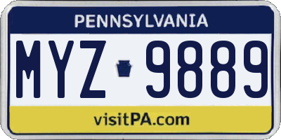 PA license plate MYZ9889